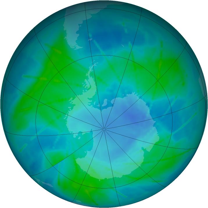 Antarctic ozone map for 12 February 2011